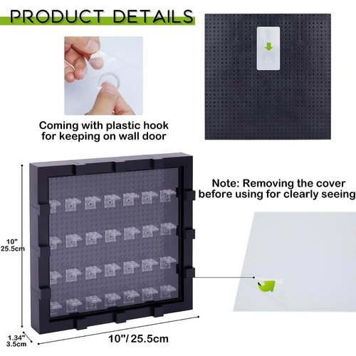 JOYMOMO Minifigure Display Case Collectible Shadow Box Buildable Wall for 28 Figure Display Case (Figures Not Included) (Black)
