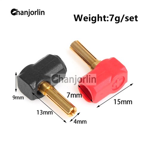 chanjorlin RC Car Battery T Plug Female to 90 Degree 4mm Banana Connectors Heatsink Bullet Plug Grips for 2S 7.4V Lithium Battery Female to Male Cable Modeling 1/10 RC Crawler Cars Upgrade Parts