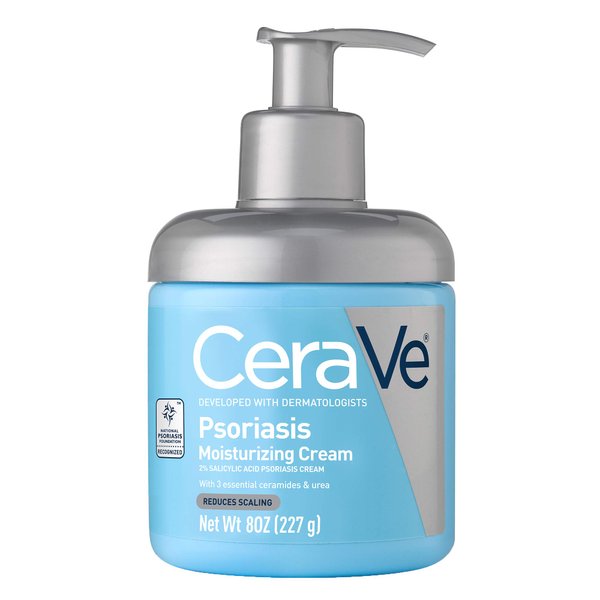 CeraVe Moisturizing Cream for Psoriasis Treatment | With Salicylic Acid for Dry Skin Itch Relief & Urea for Moisturizing | Fragrance Free & Allergy Tested | 8 Oz