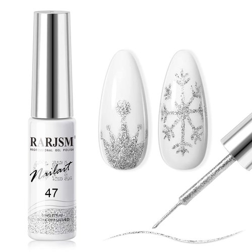 RARJSM Gel Liner Nail Art Silver Glitter Design Gel Nail Polish 1 Bottle 8ml Soak off UV LED Curi...