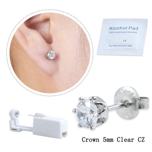HERMOSA 2 Pack Ear Piercing Gun Earring Disposable Ear Stud Gun Sterile No Pain Ear Piercing Gun (White)