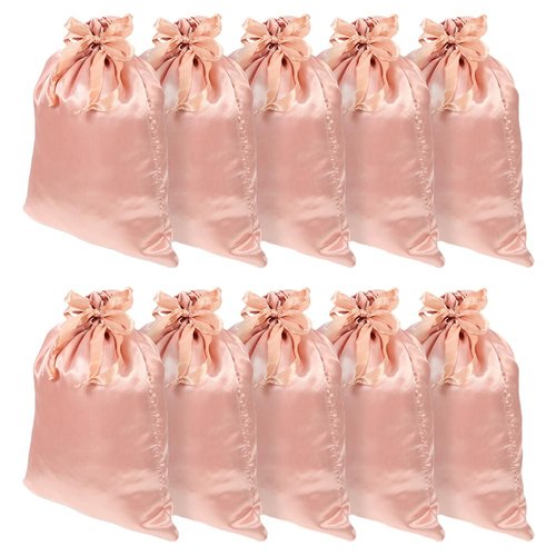 Beavorty 10pcs Silky Drawstring Pockets Satin Wig Bags Wig Travel Drawstring Wig Bags Wig Satin B...