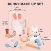 Mentari Toys - Bunny Make Up Set - 10 Pc Wooden Pretend Play Beauty Kit with Bunny Storage Bag - Role Play Toy with Realistic Pieces - Inspire Creativity and Imagination - Age 3+