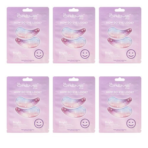 The Crème Shop How Do Eye Look? Vegan Illuminating Under Eye Patches for Brightening Depuffing with Vitamin C Hyaluronic Acid & Vegan Collagen 15 Min Quick Fix for Dark Circles Wrinkles (Set of 6Pack)