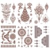 Brown Lace Tattoo Stickers Lotus Flower Lace Temporary Tattoo Stickers Sexy India Tribal Fake Tattoo Sticker Self-Adhesive Finger Arm Body Art Accessories for Girl Woman 6sheets