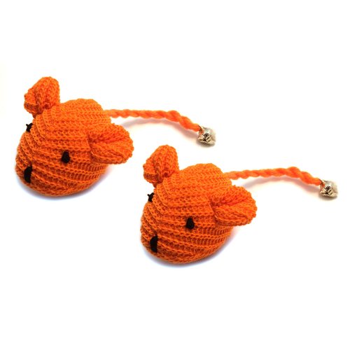 Crochet Mouse Cat Toy - 2 Pk Orange