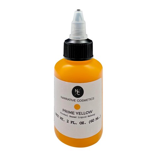 Narrative Cosmetics FX Alcohol Airbrush Paints - 2 fl oz, Skin Safe, Quick Dry, Waterproof, Sweatproof, Transferproof Liquid Makeup for Bodypainting, Theater, FX Makeup, Film and TV - Prime Yellow