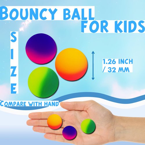 Whkvnng 50Pcs 32mm Bouncy Balls for Kids,Rubber High Bouncy Balls,Bright Assorted Multicolor Bouncing Balls for Boys Girls,Kids Party Favors Gifts,School Carnival Prizes