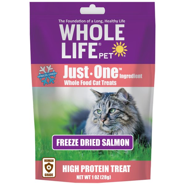 Whole Life Pet Just One Salmon - Cat Treat Or Topper - Human Grade, Freeze Dried, One Ingredient - Protein Rich, Grain Free, Made in The USA