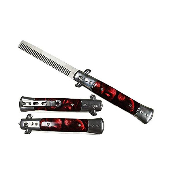 Coldfusion Push Button Switchcomb With Safety Lock (Choose Your Style!) (Burgundy Marble)