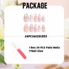 IMSOHOT Press on Nails Almond Fake Nails Medium Pink French Tips False Nails Cute Bow Glossy Acrylic Stiletto Nails Full Cover Glue on Nails for Women Girls 24 Pcs