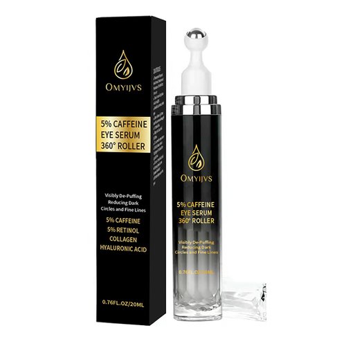 Caffeine Eye Cream, Under Eye Cream for Dark Circles and Puffiness, Eye Serum Anti-aging, Brightens, and Fine Lines, Eye Cream with 360° Eye Roller Massage Ball 20ML