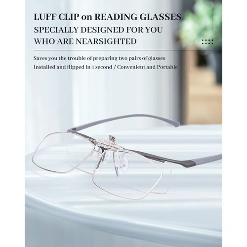 LUFF 2-Pack Anti-Blue Clip On Reading Glasses Can Flipped Reader for Women/Men (1.5X)
