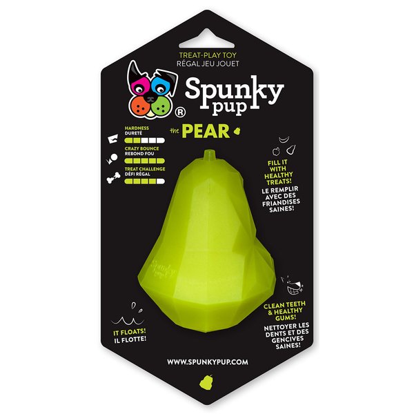 Spunky Pup Holding Treat Play Dog Toy | Interactive Treat Toy for Dogs | Promotes Healthy Teeth & Gums | Pear