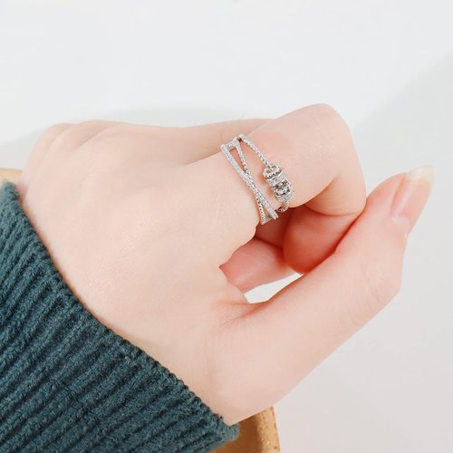 Long tiantian To My Daughter Gifts from Mom Fidget Rings for Anxiety Women Silver Anxiety Multi-layered Spinner Rings for Relief Mother's Day Gifts for Daughter