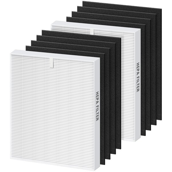 MORENTO 2-Pack AP-1512HH Replacement Filter for Coway, Compatible with Coway Airmega AP1512HH and 200M Air Purifiers, 2 HEPA Filters & 8 Carbon Filters, Compared to Part #3304899