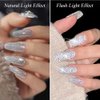 VERONNI Silver Reflective Glitter Gel Nail Polish Explosion Bungee Soak Off UV Nail Gel Shiny Sparkling Broken Diamond Disco Gel Nail Art For Daily Halloween Birthday Party (01)