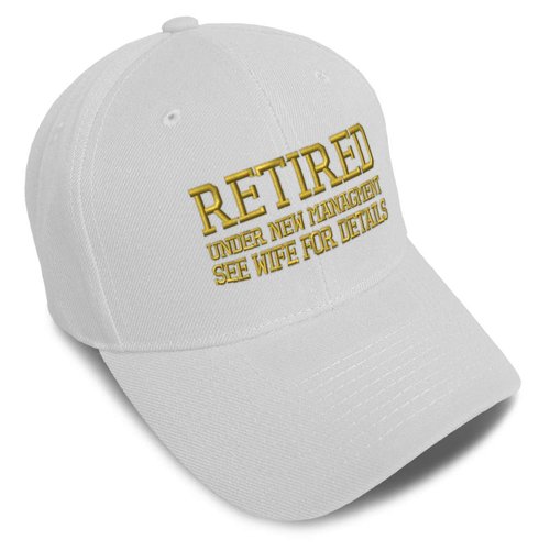 Speedy Pros Baseball Cap Retired Under New Management Embroidery Acrylic Dad Hats for Men & Women Strap Closure White