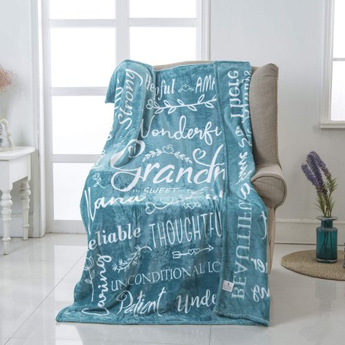 Piwaka Flannel Blanket for Grandma - Purple, Teal, Blue, Red Throw - Personalised Gifts for Grandma - Machine Washable Soft, Cosy Grandma Blanket, Gift Box for Grandmother (Flannel, Teal)