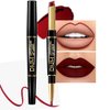 Dark Wine Red Lip Liner and Lipstick Combination DNM Matte Women's Lipstick, Lip Liner, Lip Gloss, Long-Lasting Waterproof, Cruelty-free 24 Hour Lipstick and Lip Liners Combo Lipliners Pencil Set 09#