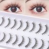 outopen 10 Pairs Clear Band Manga Lashes Natural Look 12MM Anime Lashes Spiky Japanese Korean Asian False Eyelashes Look Like Individual Clusters (T07|5-11MM)
