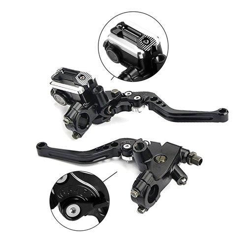 LisylineAuto 7/8" 22mm Motorcycle Brake Lever Handlebar Brake Master Cylinder Clutch Lever Left & Right Set Compatible with Harley Honda Kawasaki Suzuki Yamaha Black