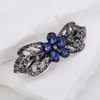 Kercisbeauty Blue Crystal Beads Flower Silver Leaves Hair Clasp Vintage Hair Barrettes for Women Girls Wedding Jewelry for Thin Hair (Flower)