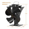 VODA Wood Stove Fan Small New Designed 4 Blades Heat Powered Fireplace Fans Eco Fan for Home Wood/Log Burner/Fireplace(Black)