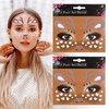 2PCS Cute Reindeer Face Sticker Christmas Temporary Tattoo Self-adhesive Face Body Jewel Sticker Xmas Elk Glitter Sparkling Face Art Stickers for Makeup Face Decoration(Antler)