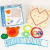 YHZAN Wooden Geoboard Graphing Peg Board Montessori Toddler Sensory Toy Colorful Rubber Bands Pattern Cards Preschool Learning Game