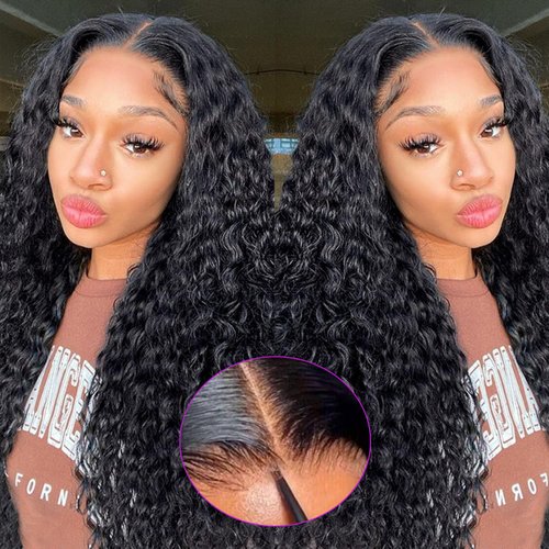 Urgirl Wear and Go Glueless Wigs Human Hair Pre Plucked Pre Cut Water Wave Lace Front Wigs Human ...