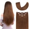 18" Human Hair Extensions Clip in Remy Hair for Women - Silky Straight Clip in Hair Extensions 60grams 4pieces Light Brown #6 Color