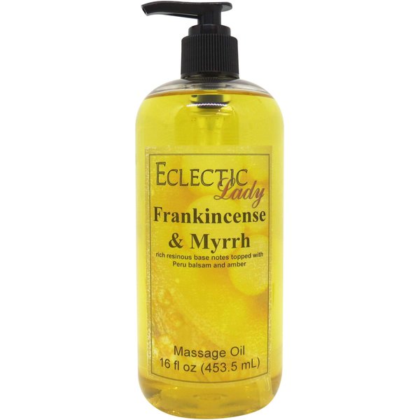 Frankincense And Myrrh Massage Oil, 16 oz, With Sweet Almond Oil and Jojoba Oil, Preservative Free, Perfect for Aromatherapy and Relaxation
