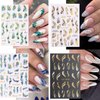 VOTACOS 12 Sheets Nail Art Stickers Decals White Black Gold Stripe Line Nail Decals Self-Adhesive Marble Wave Nail Art Supplies for Nail Decorations 3D Nail Accessories for Women French Nail Design