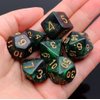 CREEBUY Polyhedral DND Dice Set Glitter Dice for Dungeon and Dragons D&D RPG Role Playing Games Green Mix Black Nebula Dice