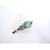 Generic Small turquoise blue stone and metal tribal alligator hair clip fine thin hair