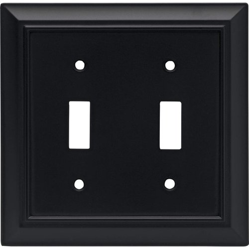 Franklin Brass 64217 Architectural Double Toggle Switch Wall Plate / Switch Plate / Cover, Flat Black, Packaging May Vary