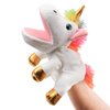 Hopearl Plush Unicorn Hand Puppet with Open Movable Mouth for Imaginative Play, Role Play, Interactive Toy for Storytelling Teaching Puppet Theater, Birthday Gifts for Kids Girls, White, 12''