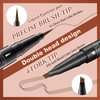 Microblading Eyebrow Pen & Eyeliner - Eyebrow Pencil Magical 2-in-1 Waterproof Eye Brow Pencils for Women with 4-Fork-Tip and Liquid Eyeliner, Create Natural Hair-Like Brows (Light Brown)
