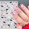 Halloween Nail Stickers, Cute Ghost Nail Decals 3D Self-Adhesive Pink Spider Ghost Spider Web Black Cat French Tips Pattern Halloween Nail Design Holiday Nail Art Decoration for Women Girls(6Sheets)