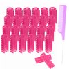 24PCS Small Plastic Hair Curlers Rollers Set, 0.8in/2cm Snap on Hair Rollers Heatless Hair Rollers Self Grip Rollers with Mini Comb Hairdressing Curlers Tools for Medium Short Hair (Pink)