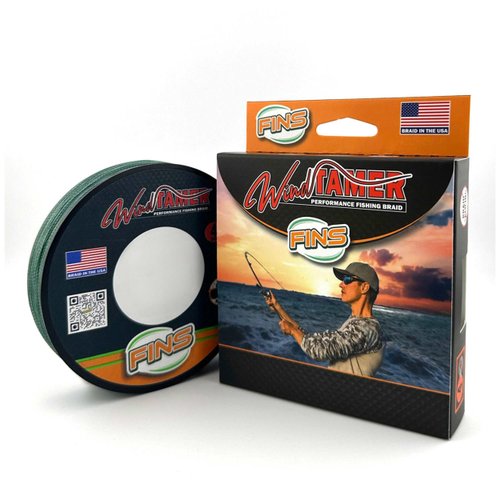 FINS Windtamer Braided Fishing Line - Versatile, Compact Braid for All Fisheries, Reduces Wind Knots and Rod Tip Wraps - High Performance 4-End Braid - Slate Green - 4 lb - 300 Yds