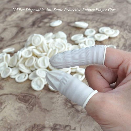 G2PLUS Disposable Latex Finger Cots Rubber, 140g(Approx 205PCS) Fingertips Protective Finger Art Latex Tissue Finger Cot (White)