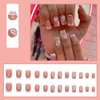 YoYoee French Press on Nails Short Square False Nails Butterfly Fake Nails Full Cover Cute Nails Tips for Women and Girls 24PCS