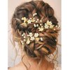 PRETTYLIFE Pearl Wedding Hair Pins U-Shaped Gold Leaf Hair Accessories Head Pieces for Bride Women Girls Party, Set of 3