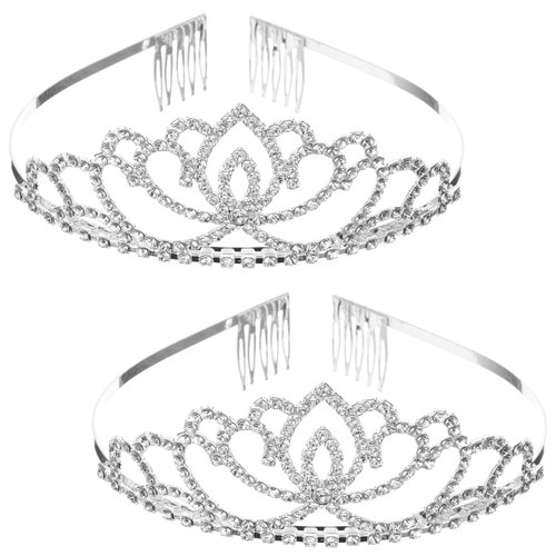 Lurrose 2Pack Crystal Tiara Crown Headband Princess Tiara Tiaras for Women