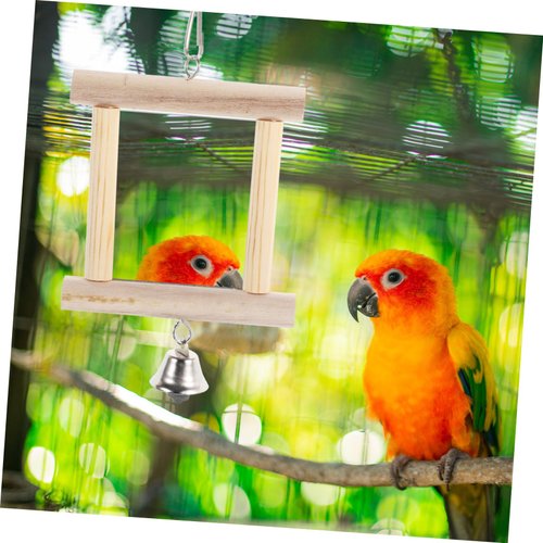 FRCOLOR Parrot Mirror Toy Parakeet Woody Toy Chicken Toys for Chicks Bird Cage Mirror Parrot Chewing Bird Mirror with Rope Bird Accessory Hanging Parrot Toy Hanging Bird Plaything Wooden