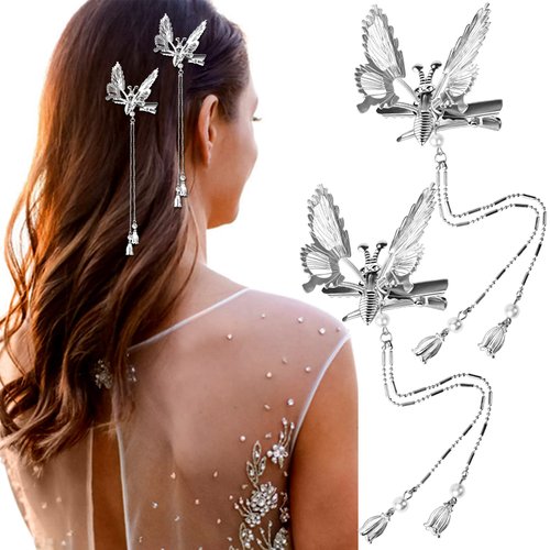 CROWN GUIDE 2 PCS Moving Butterfly Hair Clips for Thin Hair Women Mini Butterfly Clips 90s Small ...