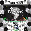 Sursurprise Tornado Birthday Party Decorations, Twonado 2nd Second Birthday Party Supplies, TWO NADO Backdrop Banner Cake Topper Balloons for 2 Years Old Boys Girls