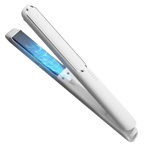 ZEOEZHBI Ceramic Flat Iron Hair Straightener and Curler 2 in 1, Hair Straightener Flat Iron Curling Iron in One, 0.8 Inch Professional Titanium Hair Straightening Irons with 10s Fast Heating, White HS